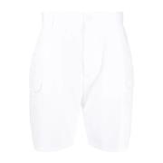 Elegant Hvit Bomull Nylon Shorts