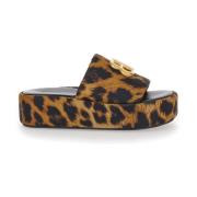 Leo Printed Brown Slide Sandals