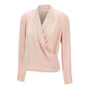 Silkebluse Rosa Wrap Stil