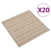 vidaXL Teppefliser gulv 20 stk 5 m² 50x50 cm stripet beige