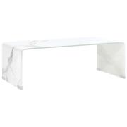 vidaXL Salongbord hvit marmor 98x45x31 cm herdet glass