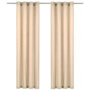 vidaXL Gardiner med metallringer 2 stk bomull 140x245 cm beige