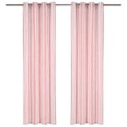 vidaXL Gardiner med metallringer 2 stk bomull 140x225 cm rosa striper