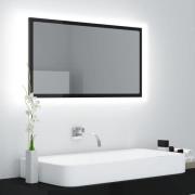 vidaXL LED-badespeil høyglans svart 80x8,5x37 cm akryl