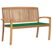 vidaXL Stablebenk med pute 128,5 cm heltre teak