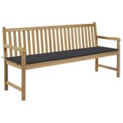 vidaXL Hagebenk med antrasitt pute 175 cm heltre teak