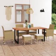 vidaXL Hagespisegruppe med puter 7 deler polyrotting beige