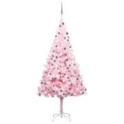 vidaXL Forhåndsbelyst kunstig juletre med kulesett rosa 240 cm PVC