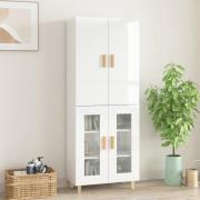 vidaXL Highboard høyglans hvit 69,5x34x180 cm konstruert tre