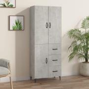 vidaXL Highboard betonggrå 69,5x34x180 cm konstruert tre