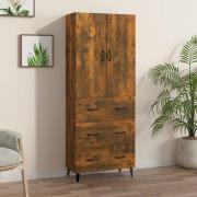 vidaXL Highboard røkt eik 69,5x34x180 cm konstruert tre