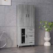 vidaXL Highboard grå sonoma 69,5x34x180 cm konstruert tre