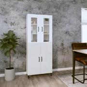 vidaXL Highboard høyglans hvit 69,5x34x180 cm konstruert tre