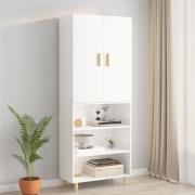 vidaXL Highboard høyglans hvit 69,5x34x180 cm konstruert tre