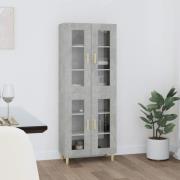 vidaXL Highboard betonggrå 69,5x34x180 cm konstruert tre