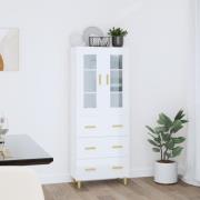 vidaXL Highboard høyglans hvit 69,5x34x180 cm konstruert tre