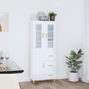 vidaXL Highboard høyglans hvit 69,5x34x180 cm konstruert tre