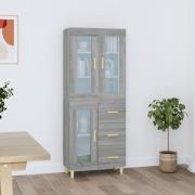 vidaXL Highboard grå sonoma 69,5x34x180 cm konstruert tre