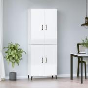 vidaXL Highboard høyglans hvit 69,5x34x180 cm konstruert tre