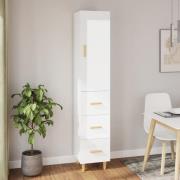 vidaXL Highboard høyglans hvit 34,5x34x180 cm konstruert tre