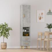 vidaXL Highboard betonggrå 34,5x34x180 cm konstruert tre