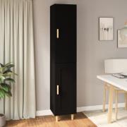 vidaXL Highboard svart 34,5x34x180 cm konstruert tre