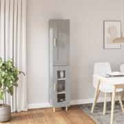 vidaXL Highboard betonggrå 35x34x180 cm konstruert tre