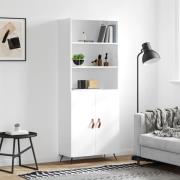 vidaXL Highboard høyglans hvit 69,5x34x180 cm konstruert tre