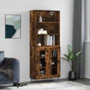 vidaXL Highboard røkt eik 69,5x34x180 cm konstruert tre