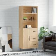 vidaXL Highboard sonoma eik 69,5x34x180 cm konstruert tre