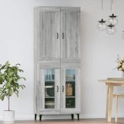 vidaXL Highboard grå sonoma 69,5x34x180 cm konstruert tre