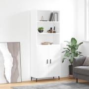 vidaXL Highboard høyglans hvit 69,5x34x180 cm konstruert tre