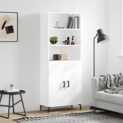 vidaXL Highboard høyglans hvit 69,5x34x180 cm konstruert tre