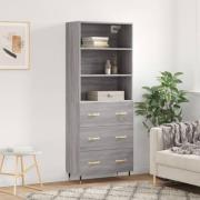 vidaXL Highboard grå sonoma 69,5x34x180 cm konstruert tre