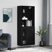 vidaXL Highboard svart 69,5x34x180 cm konstruert tre