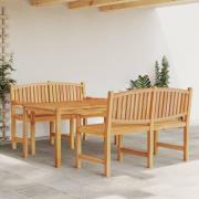 vidaXL Hagespisegruppe 3 deler heltre teak