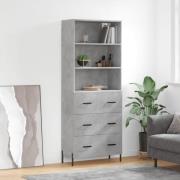 vidaXL Highboard betonggrå 69,5x34x180 cm konstruert tre