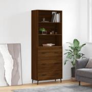 vidaXL Highboard brun eik 69,5x34x180 cm konstruert tre