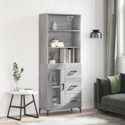 vidaXL Highboard grå sonoma 69,5x34x180 cm konstruert tre