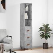 vidaXL Highboard betonggrå 34,5x34x180 cm konstruert tre