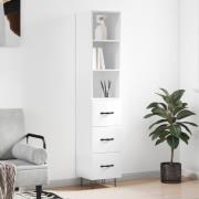 vidaXL Highboard høyglans hvit 34,5x34x180 cm konstruert tre