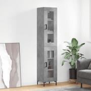 vidaXL Highboard betonggrå 34,5x34x180 cm konstruert tre