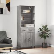 vidaXL Highboard grå sonoma 69,5x34x180 cm konstruert tre