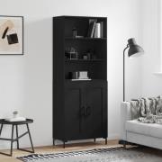 vidaXL Highboard svart 69,5x34x180 cm konstruert tre