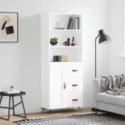 vidaXL Highboard hvit 69,5x34x180 cm konstruert tre