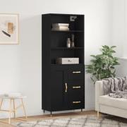 vidaXL Highboard svart 69,5x34x180 cm konstruert tre