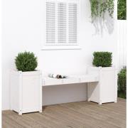 vidaXL Plantebenk hvit 180x36x63 cm heltre furu