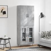 vidaXL Highboard betonggrå 69,5x34x180 cm konstruert tre