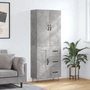 vidaXL Highboard betonggrå 69,5x34x180 cm konstruert tre