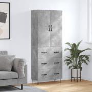 vidaXL Highboard betonggrå 69,5x34x180 cm konstruert tre